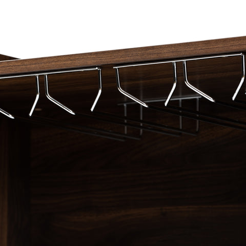 Image of BAXTON STUDIO CARRIE TRANSITIONAL FARMHOUSE WALNUT BROWN FINISHED WOOD WINE STORAGE CABINET