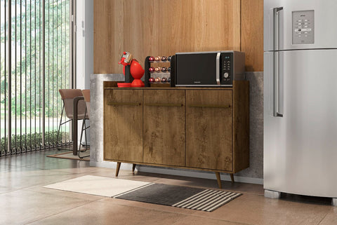 Image of BRADLEY BUFFET 53.54 STAND WITH 4 SHELVES IN RUSTIC BROWN