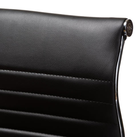 Image of BAXTON STUDIO GIORGIO MODERN AND CONTEMPORARY BLACK FAUX LEATHER UPHOLSTERED CHROME-FINISHED STEEL COUNTER STOOLS SET OF 2