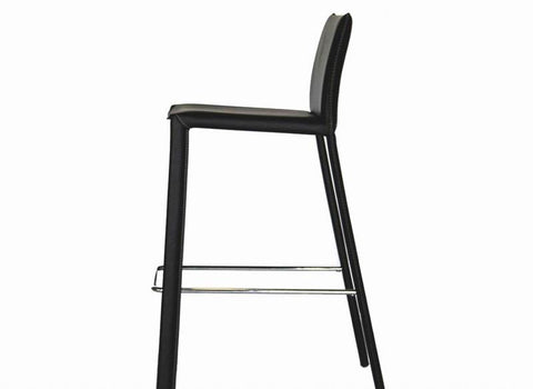 Image of BAXTON STUDIO BLACK LEATHER BAR STOOL (SET OF 2)