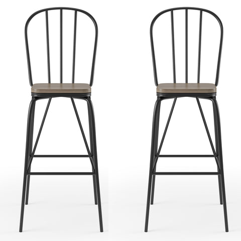Image of Slatted Modern Metal Frame Bar Chairs