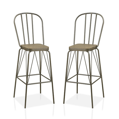 Image of Slatted Modern Metal Frame Bar Chairs