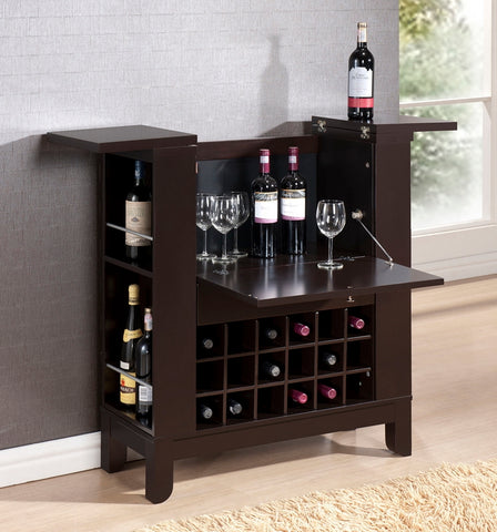 Image of BAXTON STUDIO MODESTO BROWN MODERN DRY BAR AND WINE CABINET