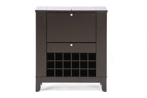 Image of BAXTON STUDIO MODESTO BROWN MODERN DRY BAR AND WINE CABINET