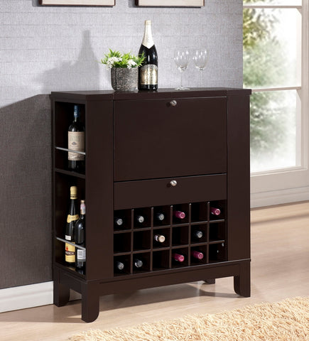 Image of BAXTON STUDIO MODESTO BROWN MODERN DRY BAR AND WINE CABINET