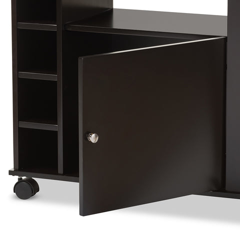 Image of BAXTON STUDIO ONTARIO MODERN AND CONTEMPORARY DARK BROWN WOOD MODERN DRY BAR AND WINE CABINET