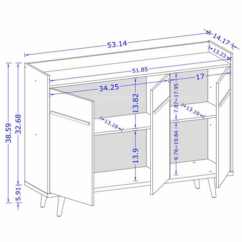 Image of BRADLEY 53.54 BUFFET STAND WITH 4 SHELVES