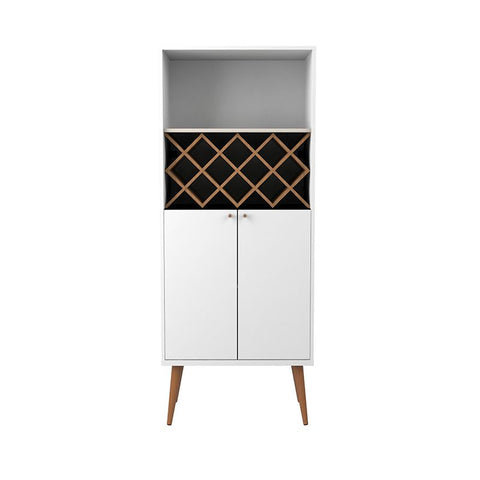 Image of UTOPIA 10 BOTTLE WINE RACK CHINA STORAGE CLOSET WITH 4 SHELVES IN WHITE GLOSS AND MAPLE CREAM