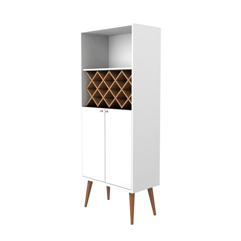 Image of UTOPIA 10 BOTTLE WINE RACK CHINA STORAGE CLOSET WITH 4 SHELVES IN WHITE GLOSS AND MAPLE CREAM