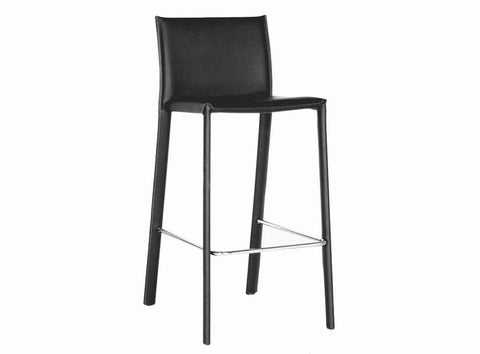 Image of BAXTON STUDIO CRAWFORD BLACK LEATHER COUNTER HEIGHT STOOL (SET OF 2)