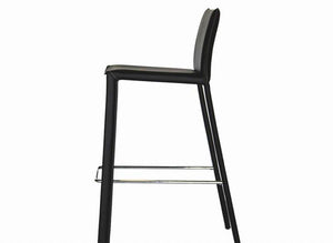 BAXTON STUDIO BLACK LEATHER BAR STOOL (SET OF 2)