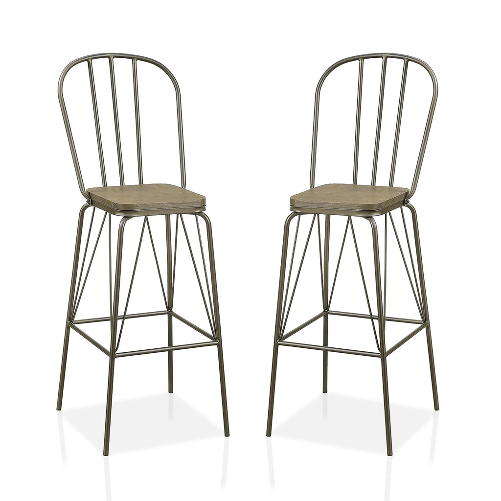 Slatted Modern Metal Frame Bar Chairs
