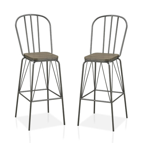 Image of Slatted Modern Metal Frame Bar Chairs